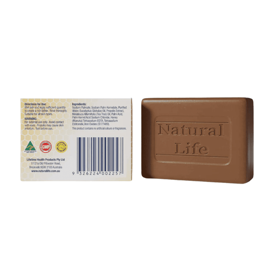 Natural Life Propolis Soap 100g with Manuka Honey, Eucalyptus Oil & Tea Tree Oil - BeeVitamins