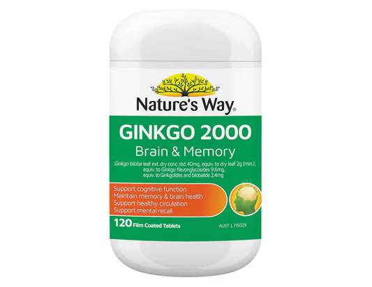 Nature's Way Ginkgo 2000 Brain & Memory 120 Tablets - BeeVitamins