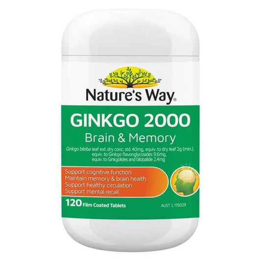 Nature's Way Ginkgo 2000 Brain & Memory 120 Tablets - BeeVitamins