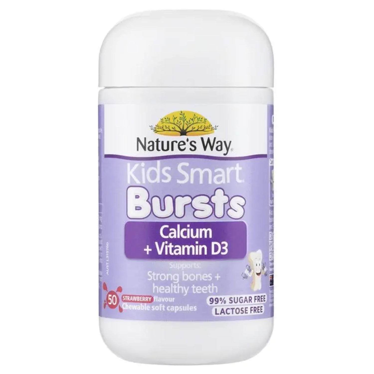Nature's Way Kids Smart Calcium + Vitamin D3 50 Chewable Soft Capsules - BeeVitamins