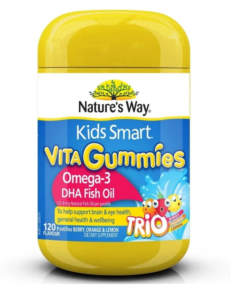 Nature's Way Kids Smart Vita Gummies Omega3 DHA Fish Oil Trio 120 Pastilles - BeeVitamins