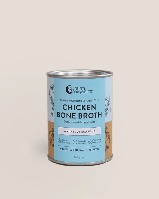 Nutra Organics Chicken Bone Broth Immune Gut Wellbeing Homestyle Original Flavour 125g - BeeVitamins