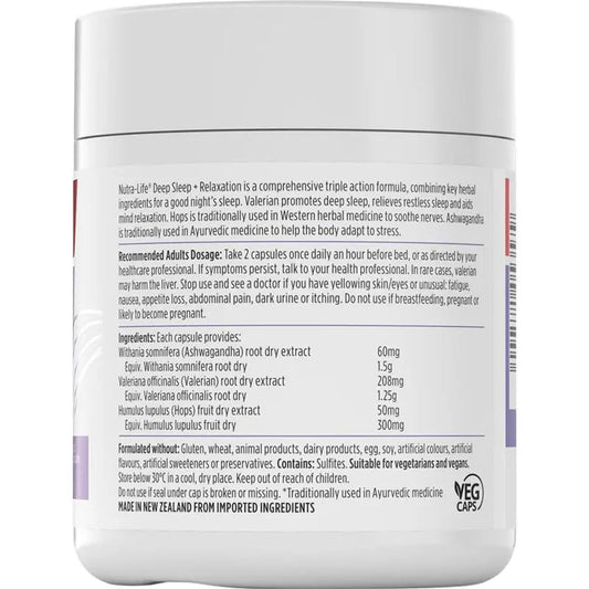 Nutralife Deep Sleep + Relaxation 60 Capsules - BeeVitamins