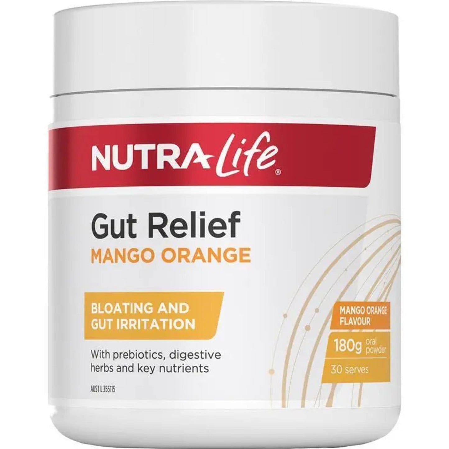 NutraLife Gut Relief Mango / Orange Flavour 180g - BeeVitamins