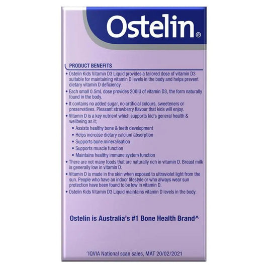 Ostelin Kids Vitamin D3 Liquid 20mL - BeeVitamins