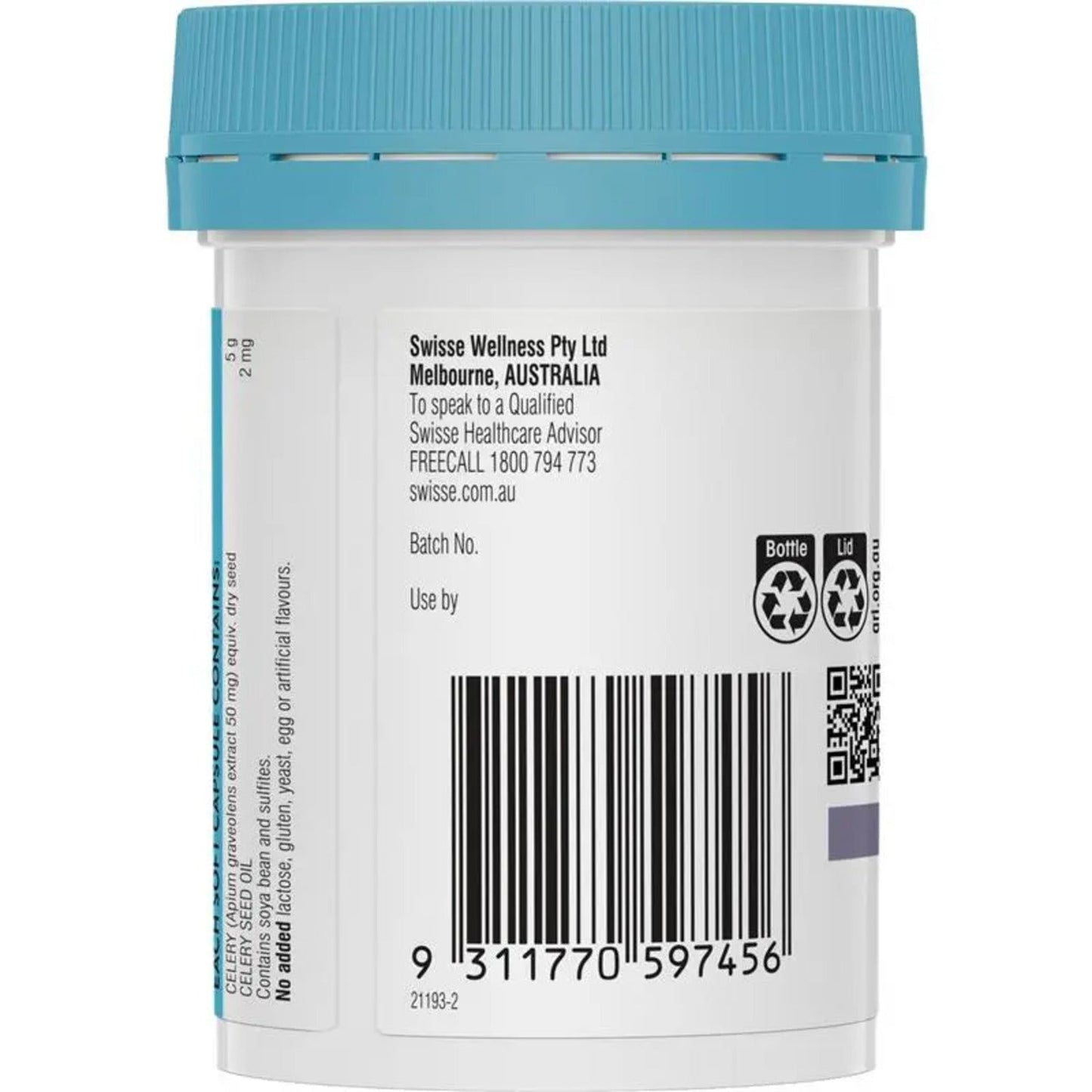 Swisse High Strength Celery 5000mg 50 Capsules - BeeVitamins