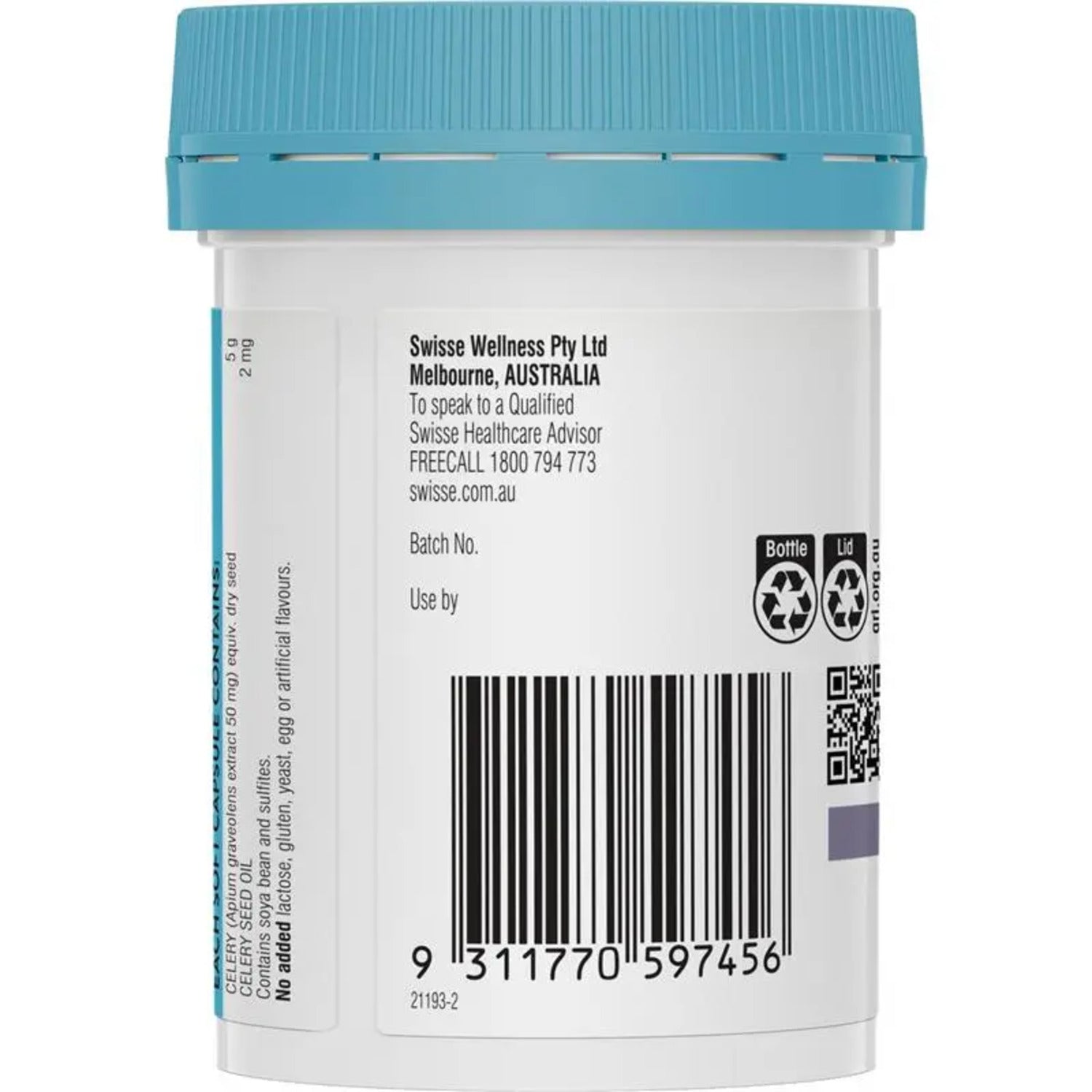 Swisse High Strength Celery 5000mg 50 Capsules - BeeVitamins