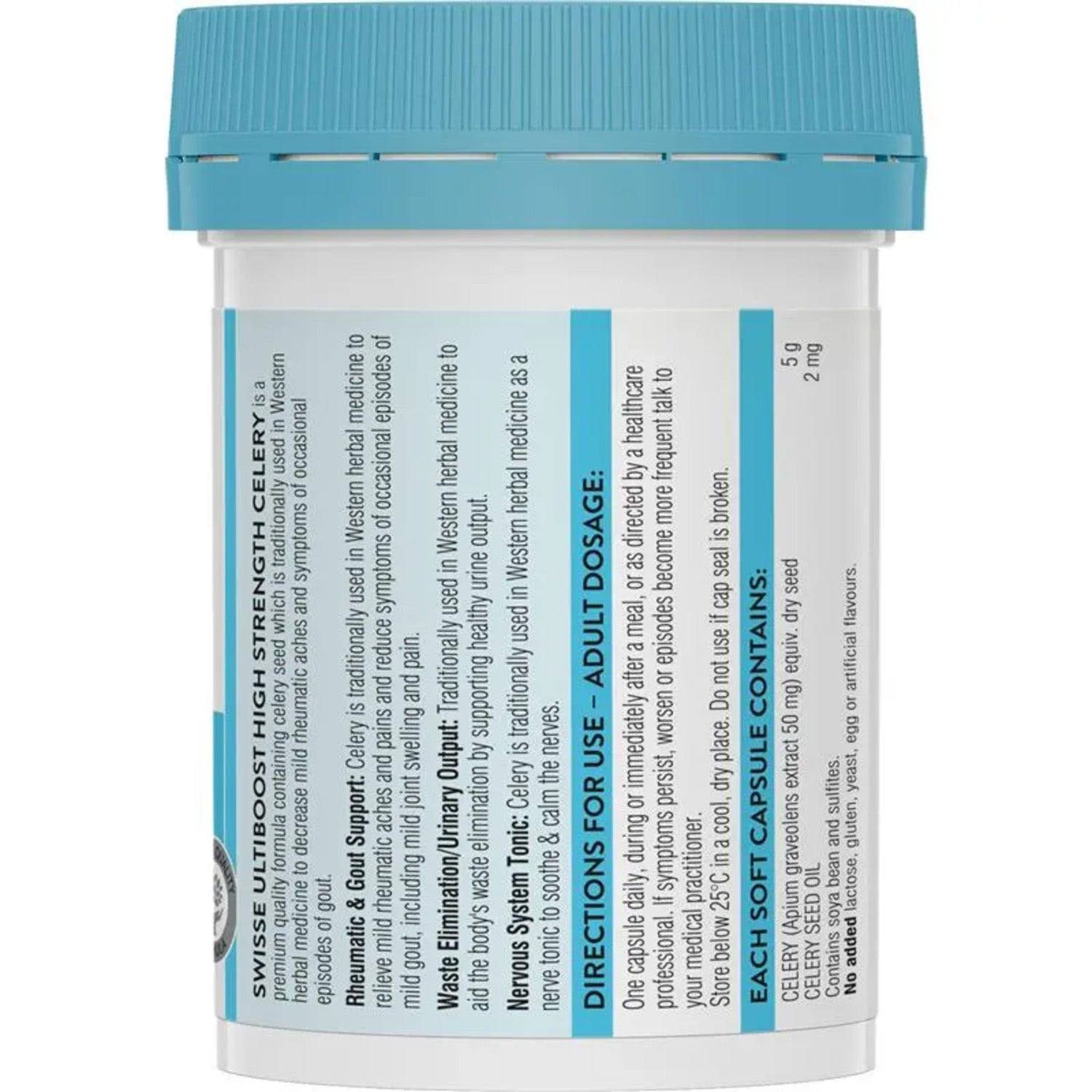 Swisse High Strength Celery 5000mg 50 Capsules - BeeVitamins