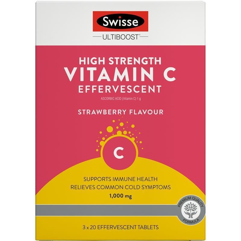 Swisse High Strength Vitamin C 1000mg Effervescent 60 Tablets - BeeVitamins