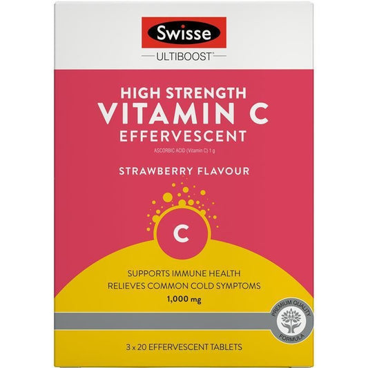 Swisse High Strength Vitamin C 1000mg Effervescent 60 Tablets - BeeVitamins
