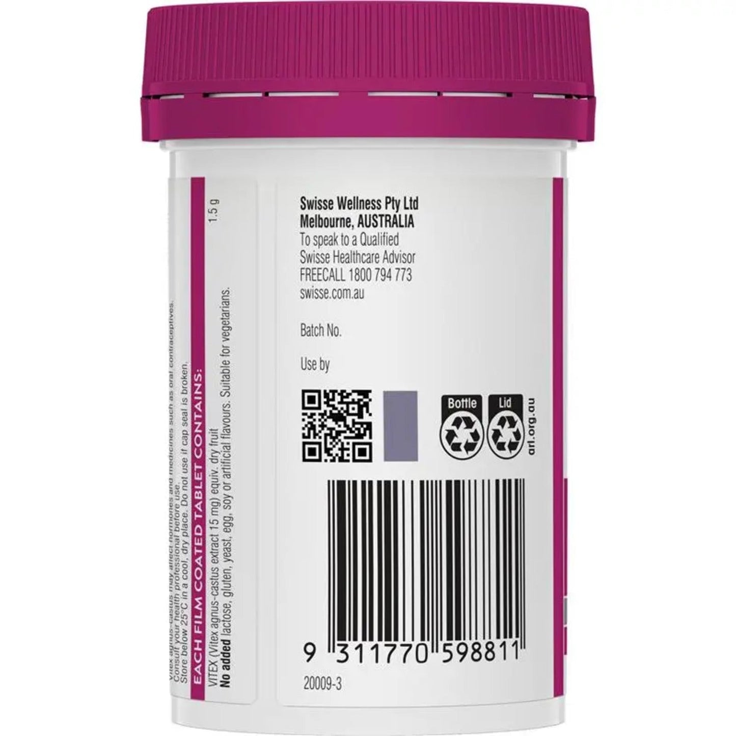 Swisse Organic Vitex 1500mg 60 Tablets - BeeVitamins