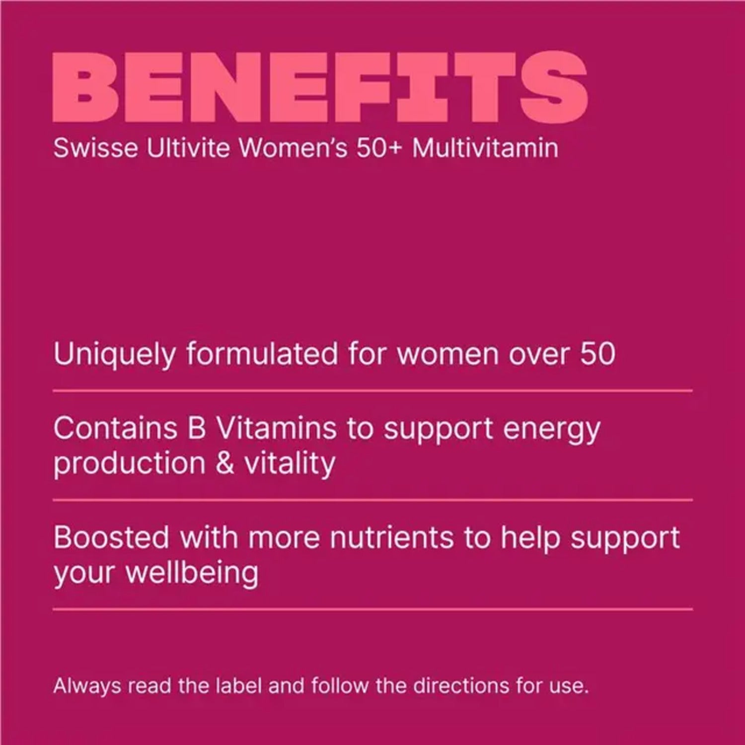 Swisse Women's Ultivite 50+ MultiVitamin 90 Tablets - BeeVitamins