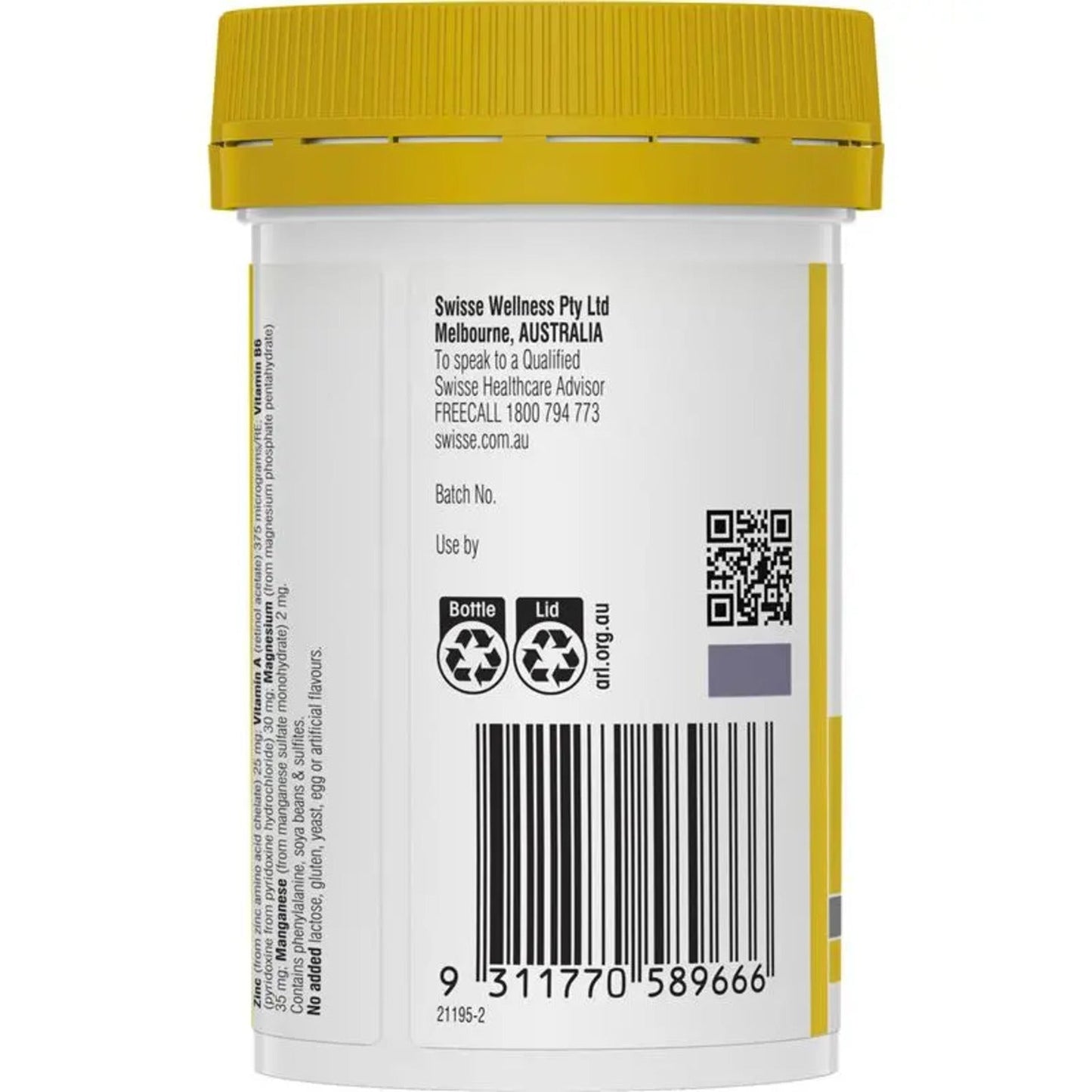 Swisse Zinc+ 60 Tablets - BeeVitamins