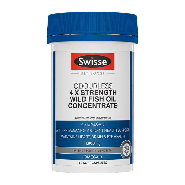 Swisse Ultiboost 4 x Strength Wild Fish Oil Concentrate 60 Capsules