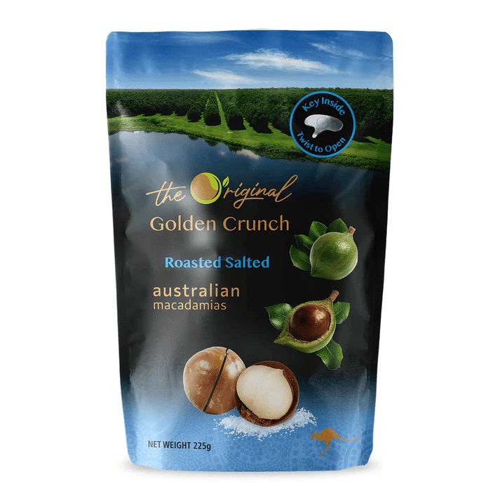 The Original Golden Crunch Australian Macadamias Roasted Salted 225g - BeeVitamins