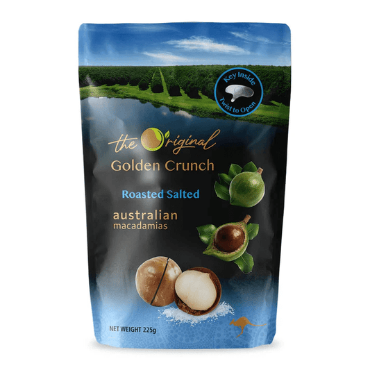 The Original Golden Crunch Australian Macadamias Roasted Salted 225g - BeeVitamins