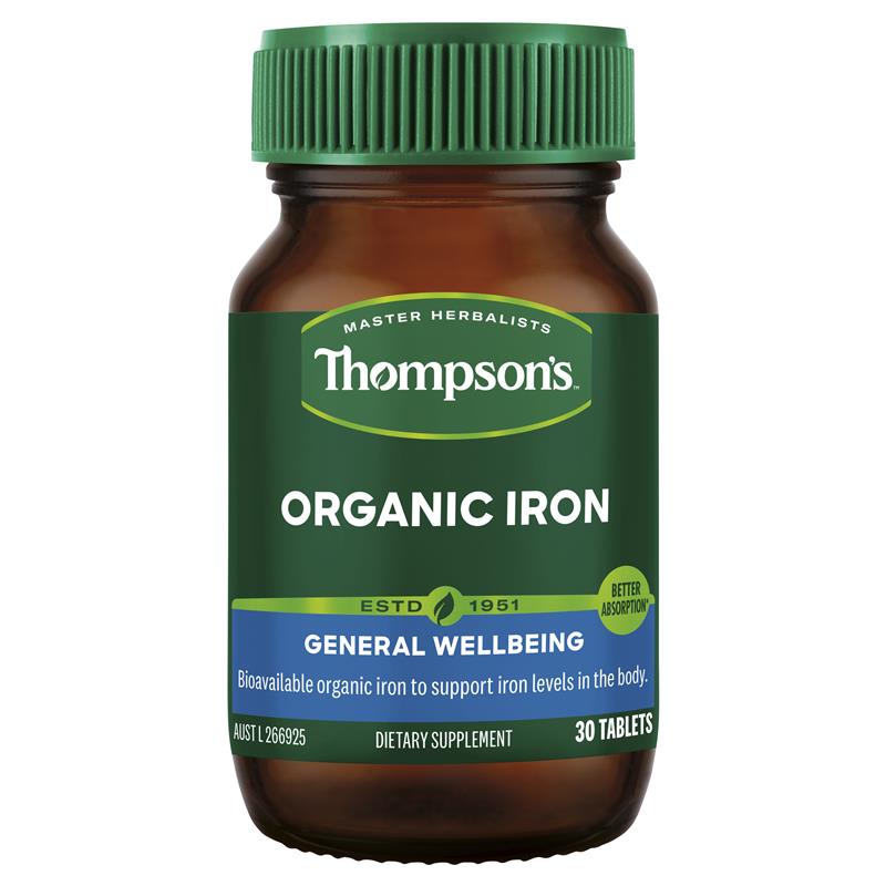 Thompson's Organic Iron 24mg 30 Tablets - BeeVitamins