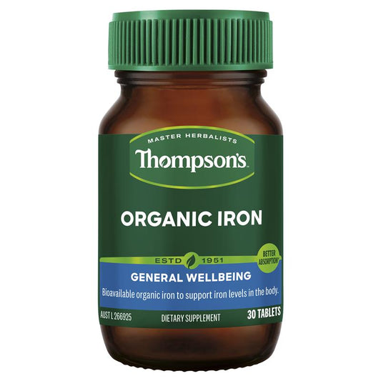 Thompson's Organic Iron 24mg 30 Tablets - BeeVitamins