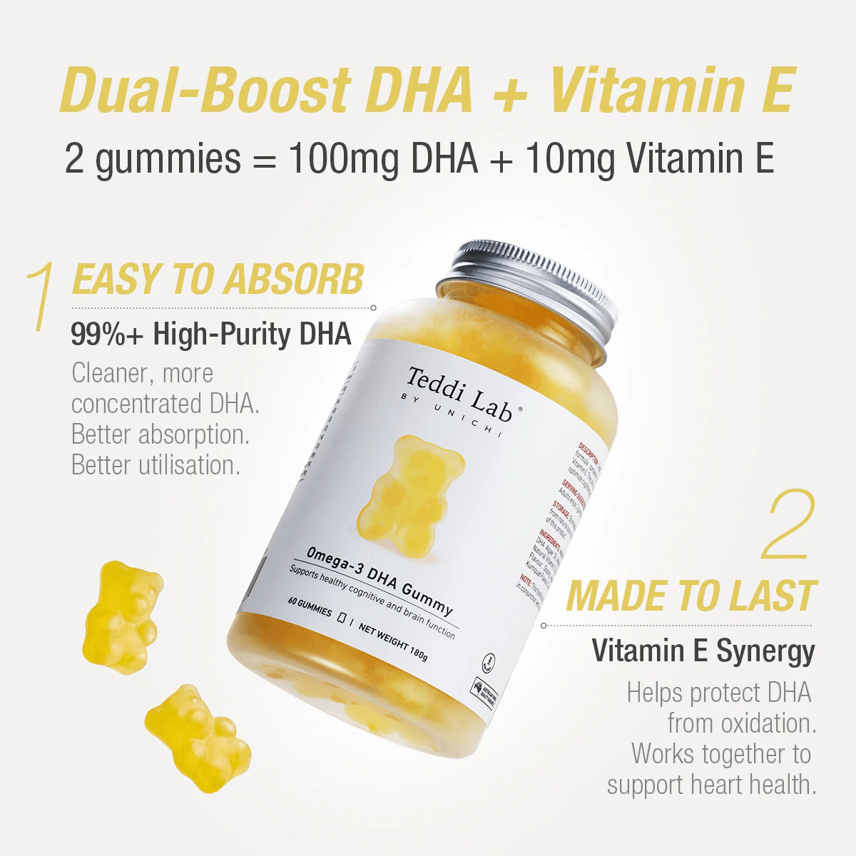 Unichi Omega - 3 DHA 60 Gummies - BeeVitamins