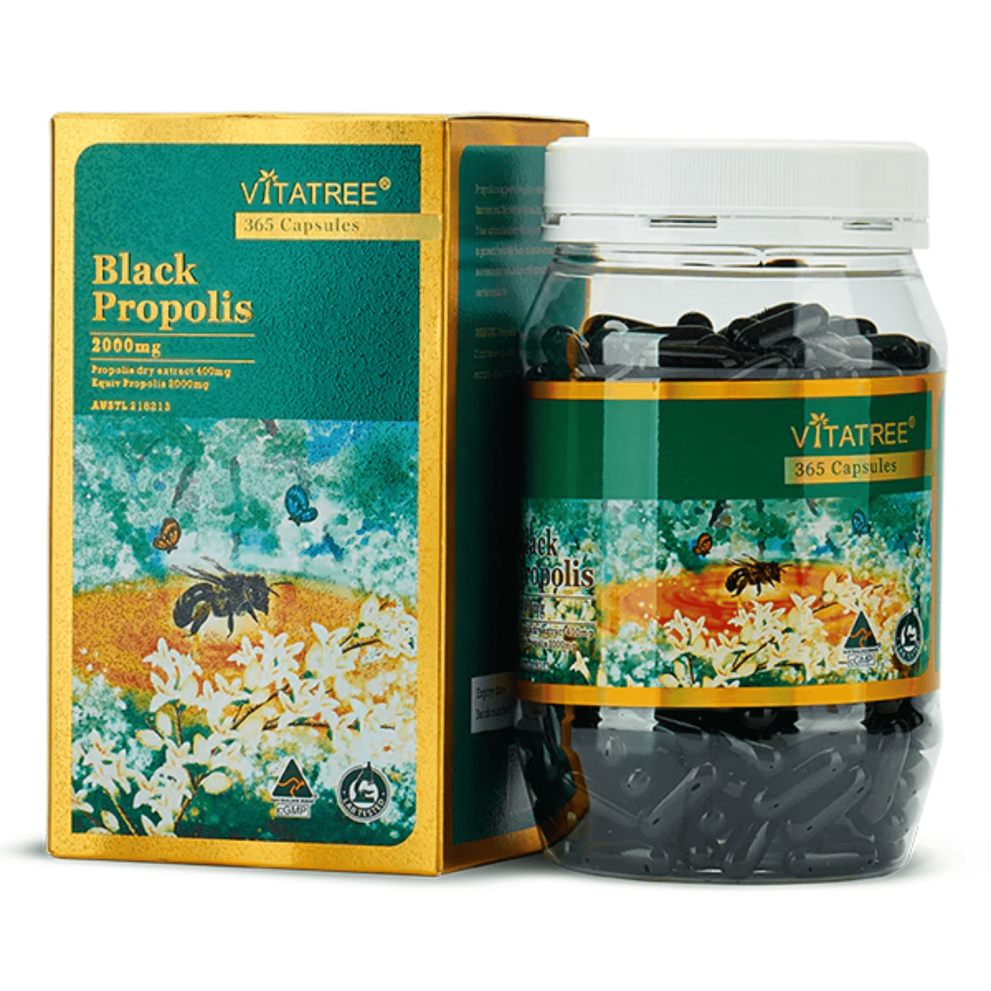 Vitatree Black Propolis 2000mg 365 Capsules - BeeVitamins