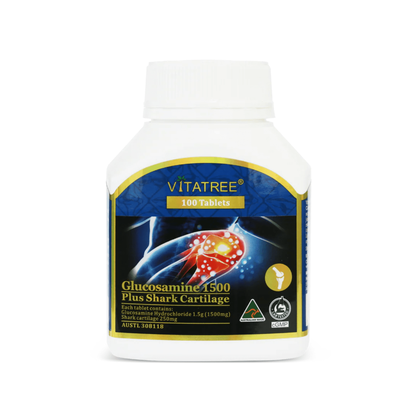 Vitatree Glucosamine 1500 plus Shark Cartilage 100 Tablets - BeeVitamins