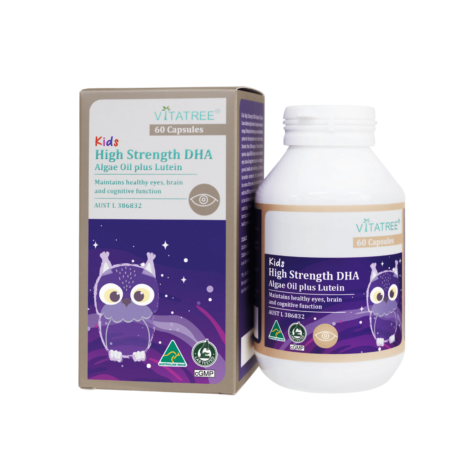 Vitatree Kids High Strength DHA Algae Oil plus Lutein 60 Capsules - BeeVitamins