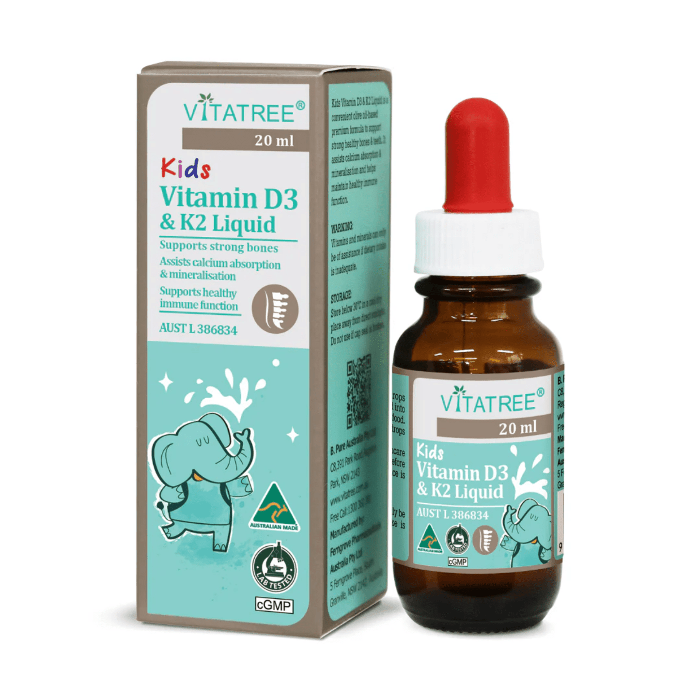 Vitatree Kids Vitamin D3 & K2 Liquid 20ml - BeeVitamins