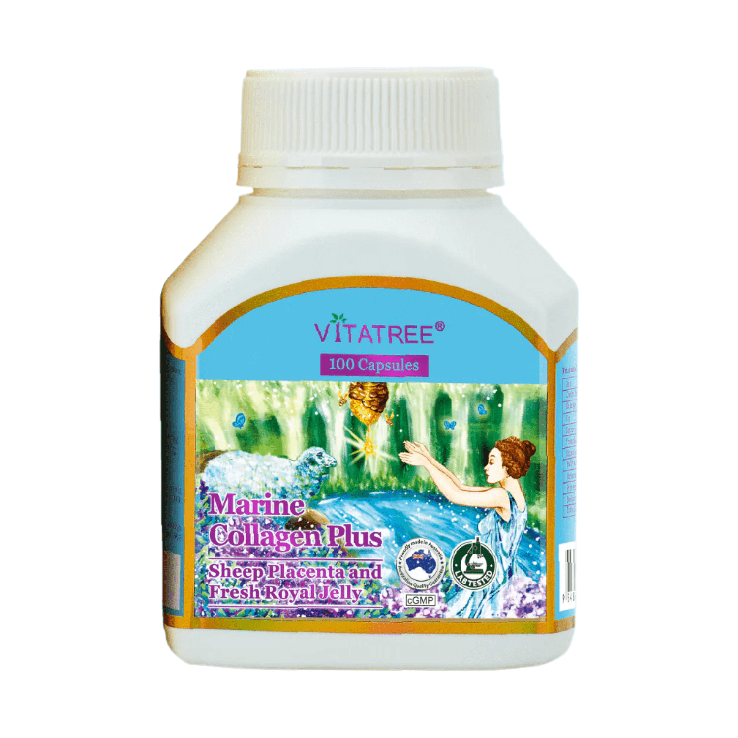 VitaTree Marine Collagen Plus Sheep Placenta & Fresh Royal Jelly 100 Capsules - BeeVitamins