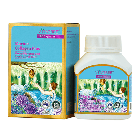 VitaTree Marine Collagen Plus Sheep Placenta & Fresh Royal Jelly 100 Capsules - BeeVitamins