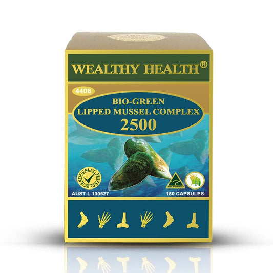 Wealthy Health Bio - Green Lipped Mussel Complex 2500 180 Capsules - BeeVitamins