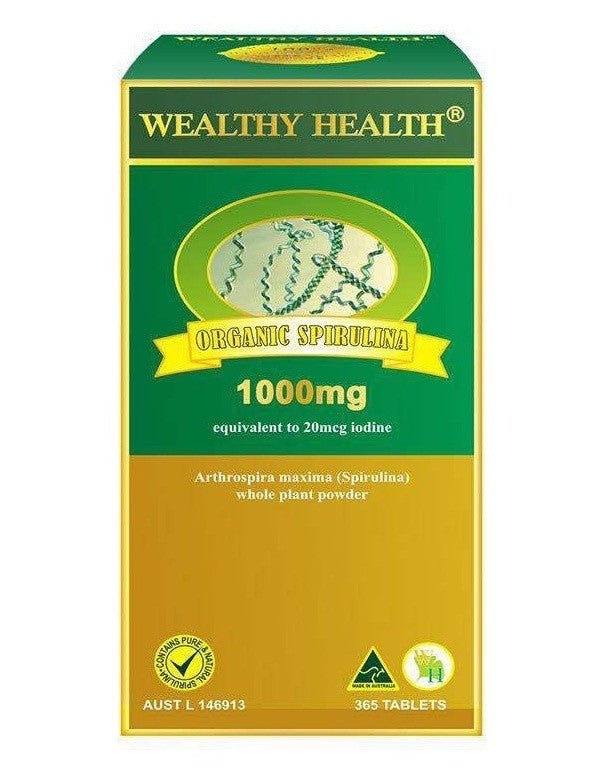 Wealthy Health Organic Spirulina 1000mg 365 Capsules - BeeVitamins