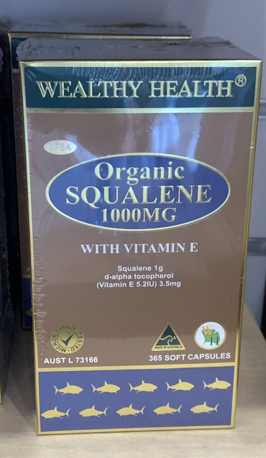 Wealthy Health Organic Squalene 1000mg 365 Capsules - BeeVitamins