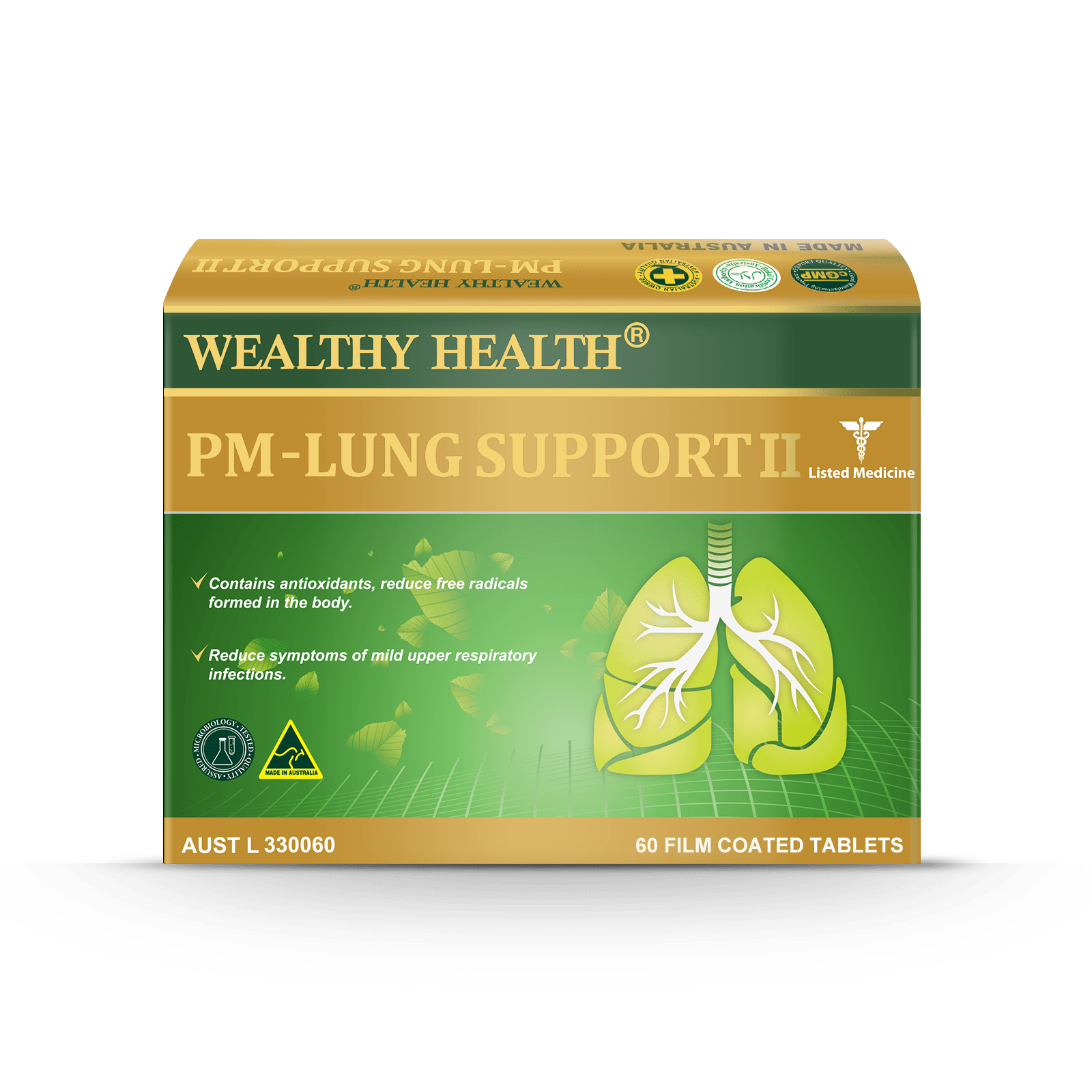 Wealthy Health PM Lung Support 60 Tablets - BeeVitamins