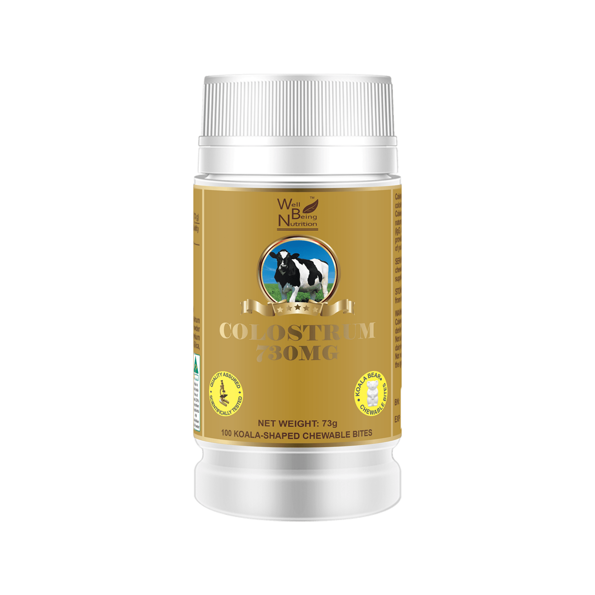 Well Being Nutrition Colostrum 730mg 100 Koala Shape Chewable Bites - BeeVitamins