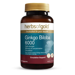 Herbs of Gold Ginkgo Biloba 6000 / 60 Capsules