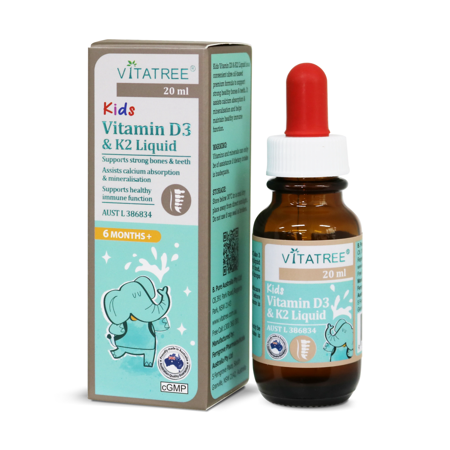 Vitatree Kids Vitamin D3 & K2 Liquid 20ml