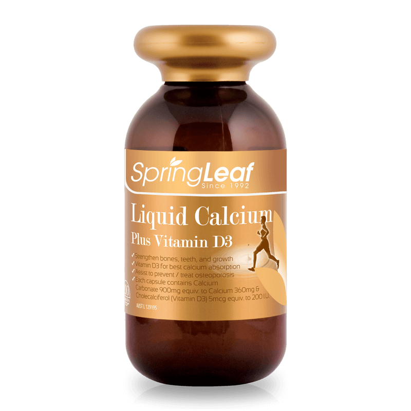 Spring Leaf Liquid Calcium Plus Vitamin D3 200 Capsules