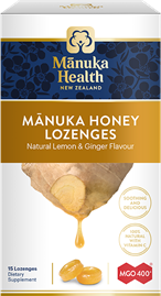 Manuka Health Manuka Honey Drops Natural Lemon & Ginger Flavour MGO 400+ 15 Lozenges