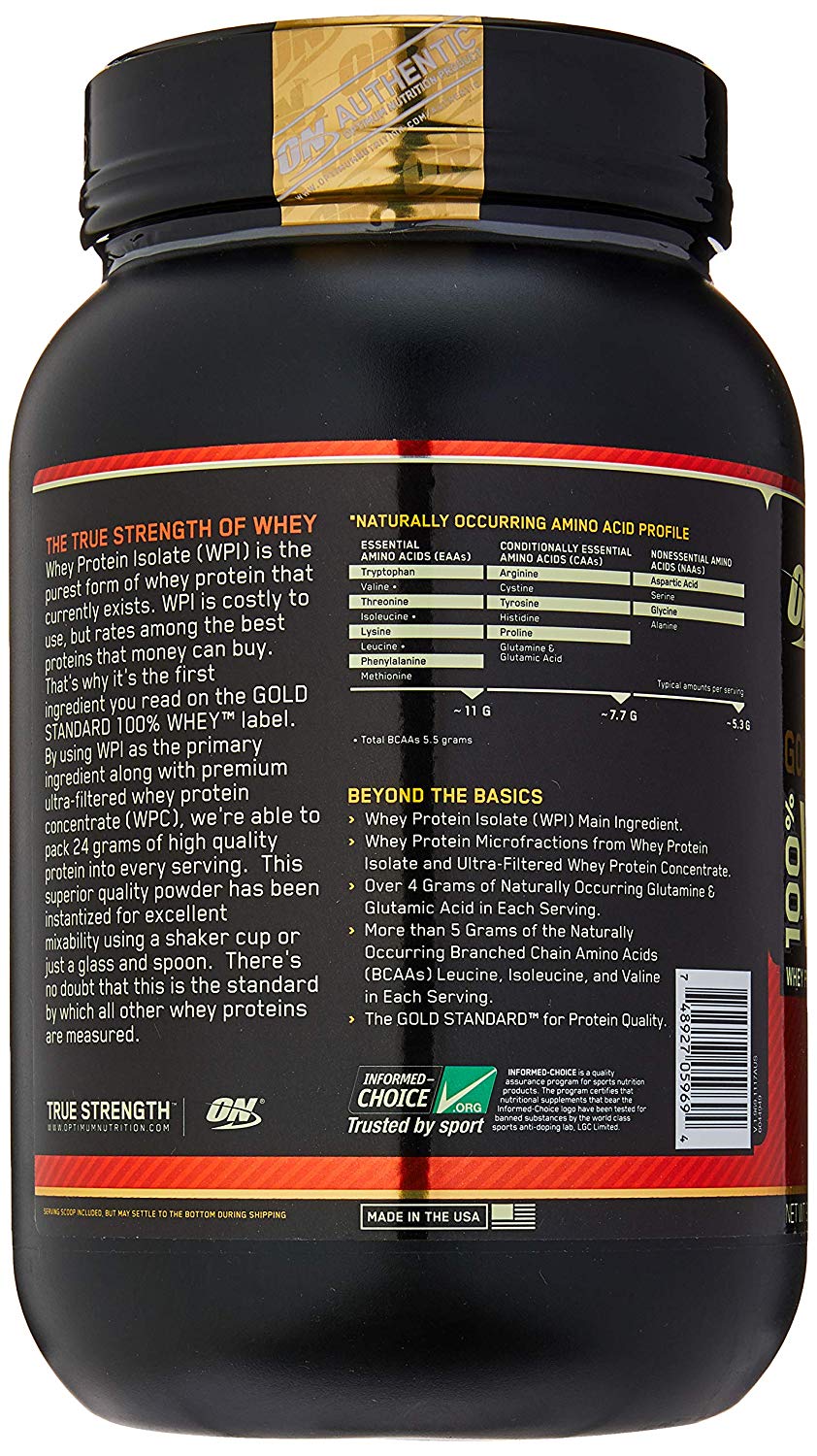 Optimum Nutrition 100% Whey 2LBS - 909g Gold Standard Protein Powder WPI (Rocky Road)