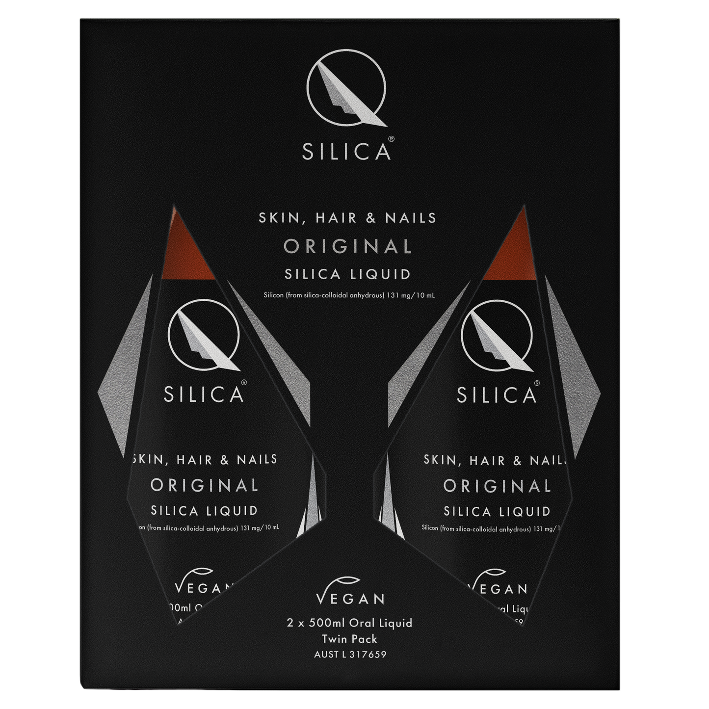 Qsilica Skin, Hair and Nails Original Silica Twin Pack Liquid (2 x 500ml)