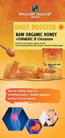 Wealthy Health Daily Booster Raw Organic Honey + Turmeric