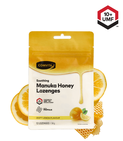 Comvita Manuka Honey Lozenges with Propolis (Lemon and Honey) 12 Lozenges - BeeVitamins