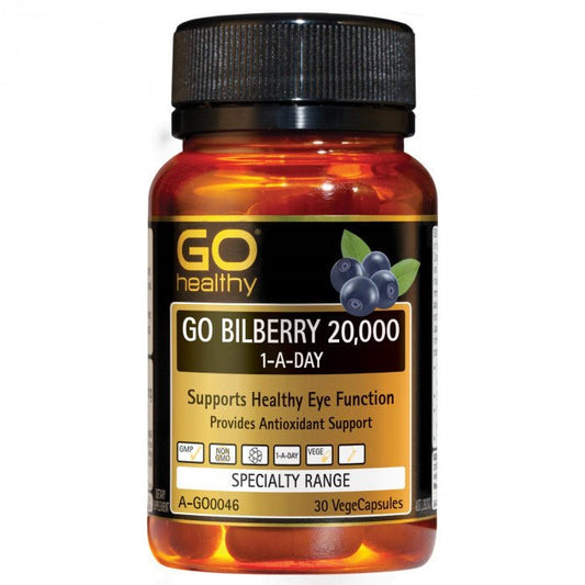 Go Healthy Bilberry 20000mg 30 Vege Capsules - BeeVitamins