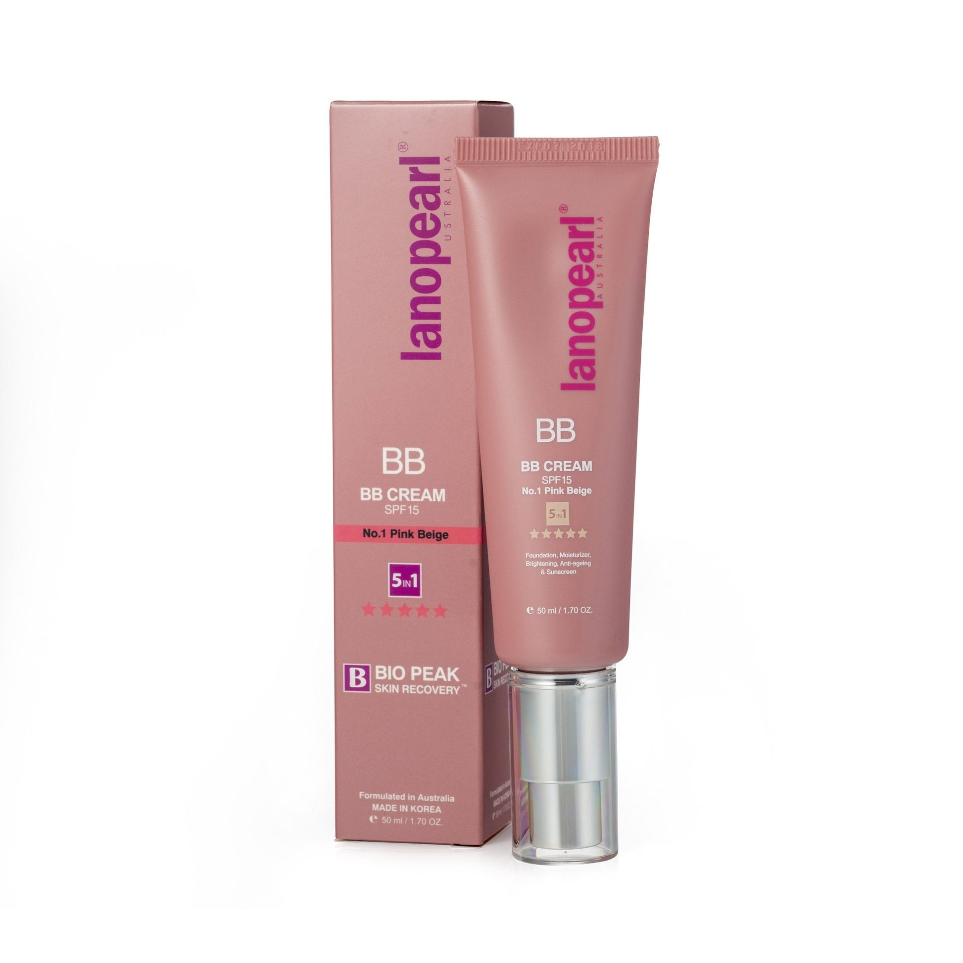 Lanopearl BB Cream SPF 15 No.1 Pink Beige, 5 in 1 / 50 ml - BeeVitamins