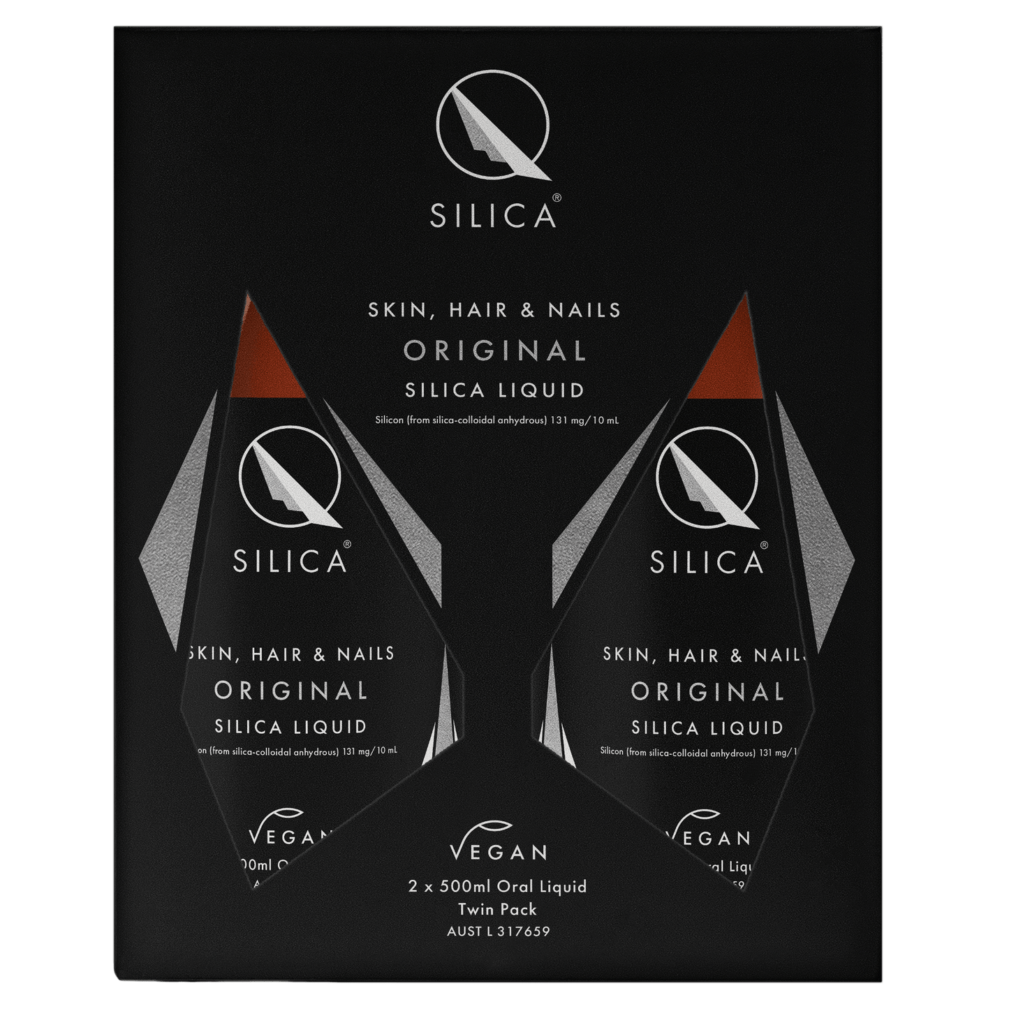 Qsilica Skin, Hair and Nails Original Silica Twin Pack Liquid (2 x 500ml) - BeeVitamins