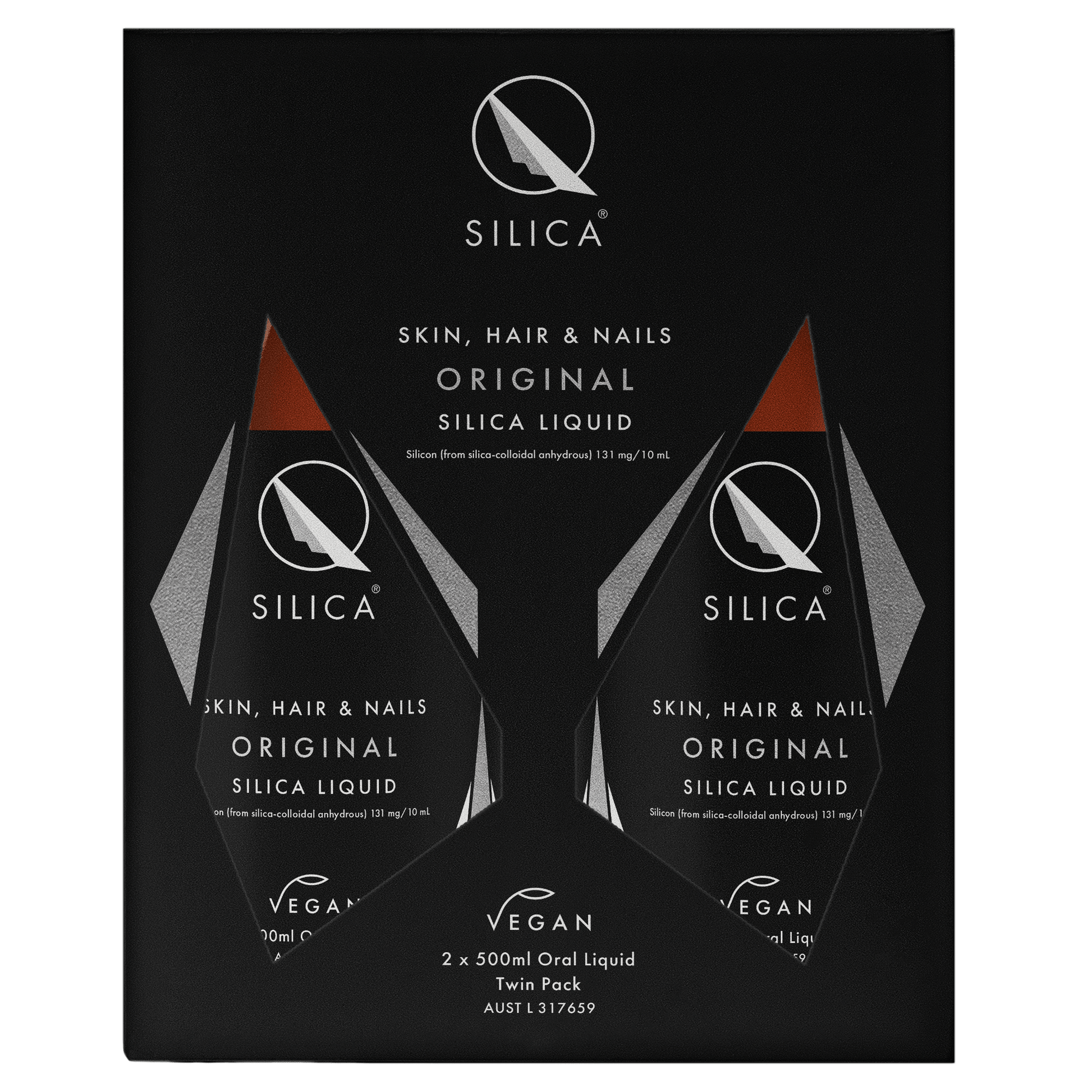 Qsilica Skin, Hair and Nails Original Silica Twin Pack Liquid (2 x 500ml) - BeeVitamins