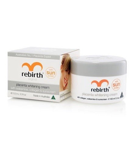 Rebirth Placenta Whitening Cream with Wakamine, Collagen & Sunscreen 100mL - BeeVitamins