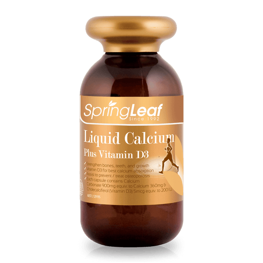 Spring Leaf Liquid Calcium Plus Vitamin D3 200 Capsules - BeeVitamins