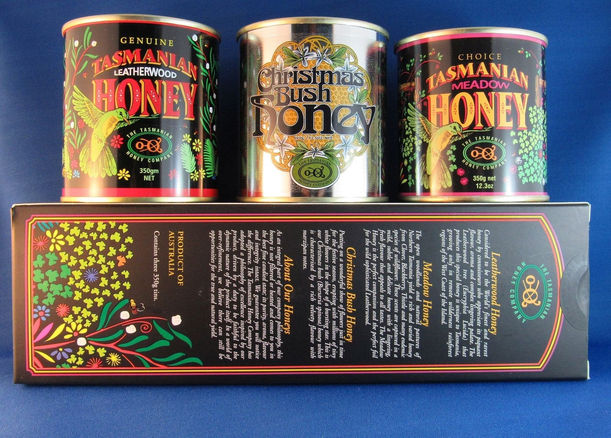 Tasmanian Honey Company gift box of three different honeys (350g each) - BeeVitamins