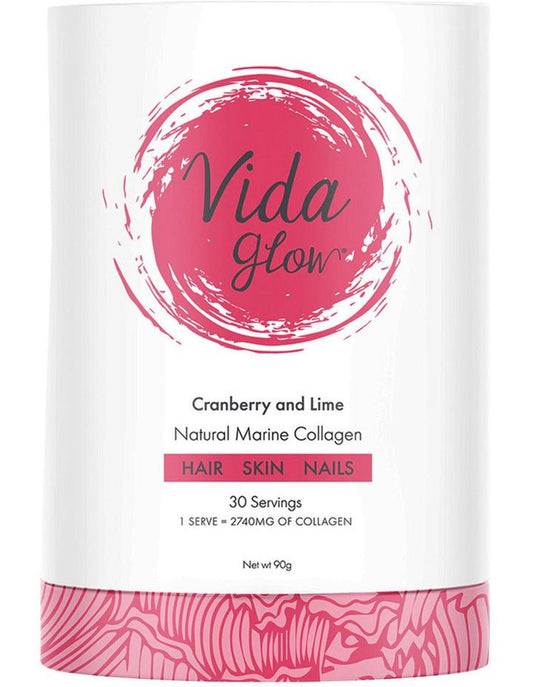 Vida Glow Cranberry and Lime Natural Marine Collagen 30 Servings - BeeVitamins